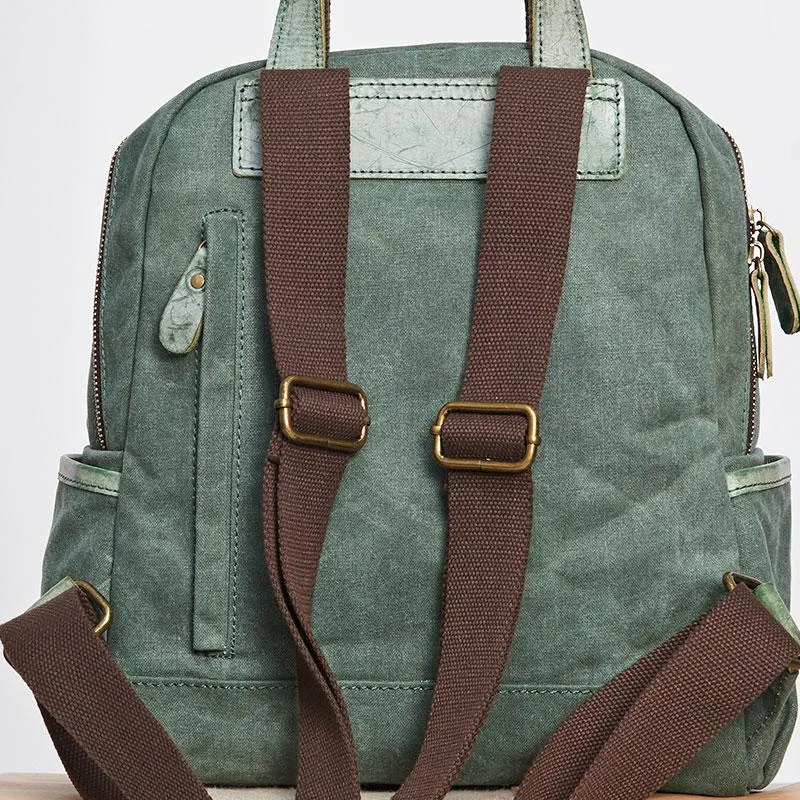 Canvas Green Mens Cool Backpack Canvas Travel Bag Canvas Handbag for Men
