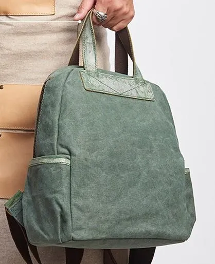 Canvas Green Mens Cool Backpack Canvas Travel Bag Canvas Handbag for Men