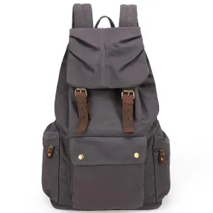 Canvas Leather Women Mens 14" Khaki Travel Backpack Green Computer Bag College Backpack for Men