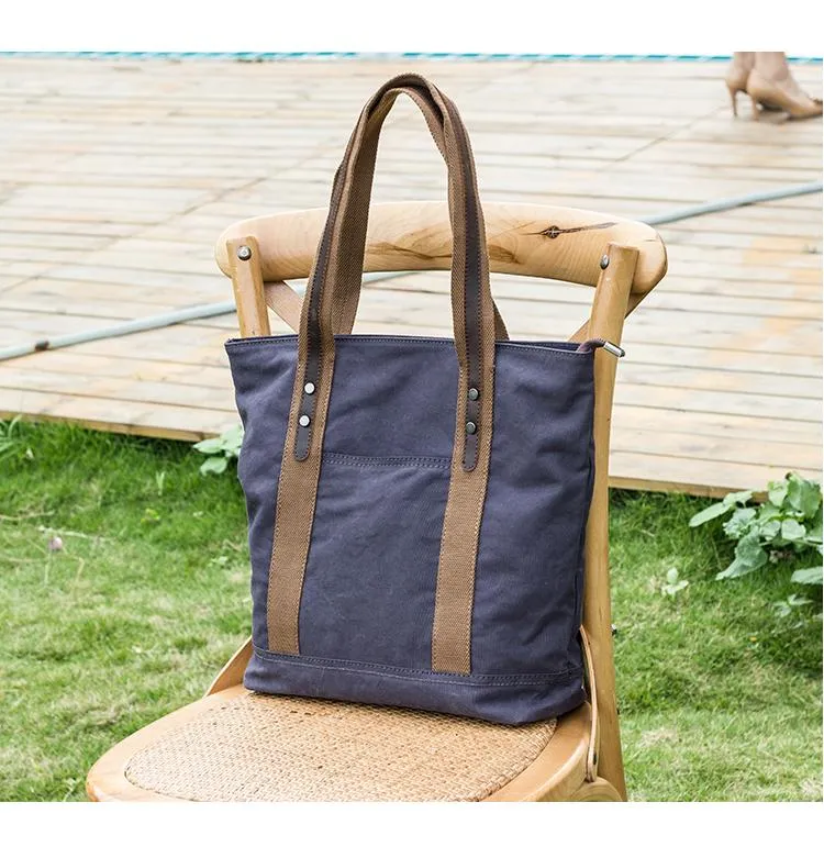 Casual Canvas Mens Womens Large 14‘’ Khaki Handbag Tote Bag Brown Shoulder Bag Tote Purse For Men