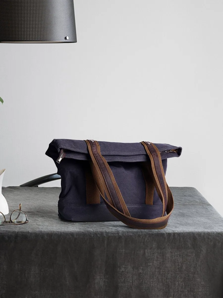 Casual Canvas Mens Womens Large 14‘’ Khaki Handbag Tote Bag Brown Shoulder Bag Tote Purse For Men
