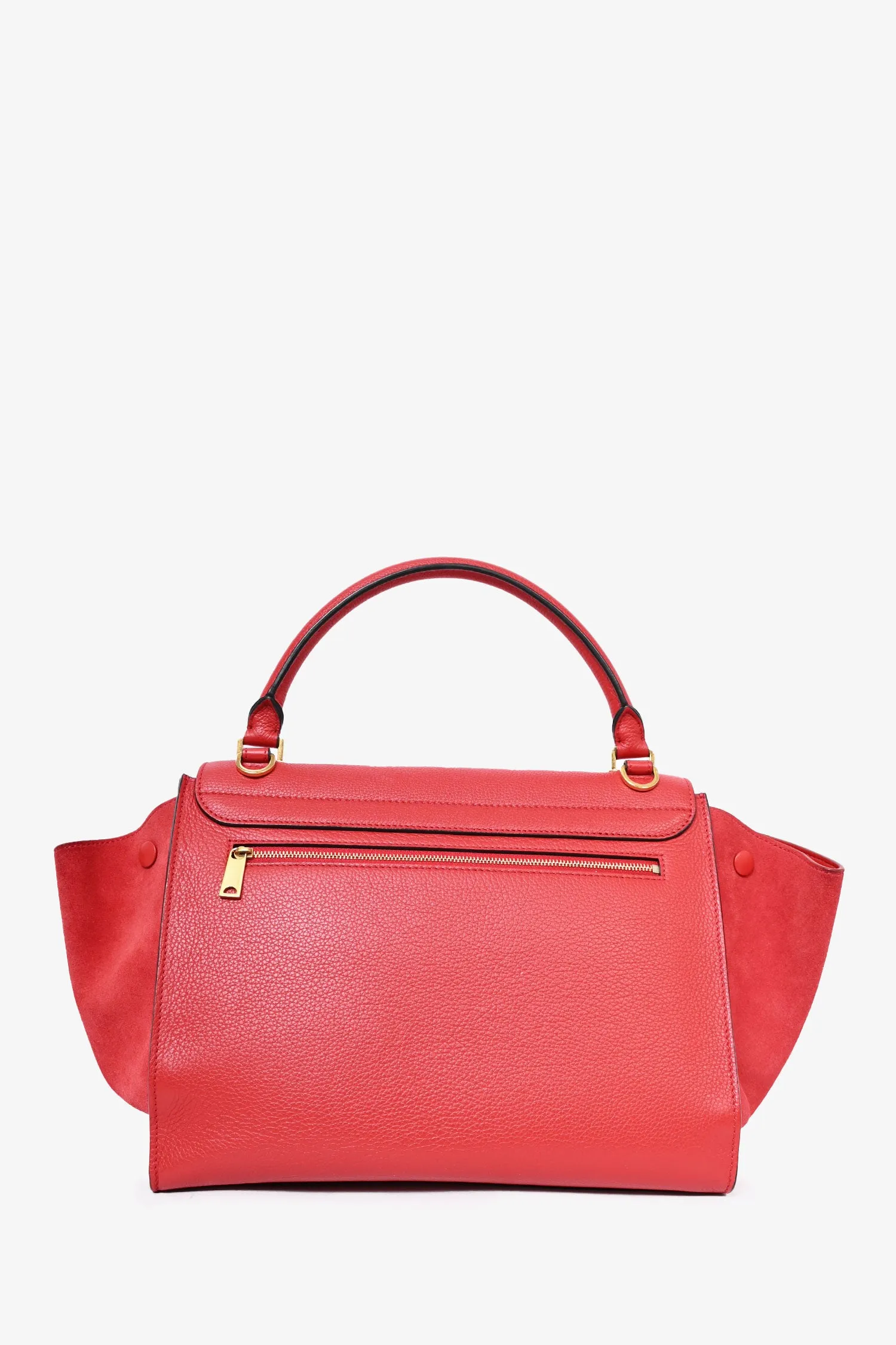 Celine 2013 Red Grained Leather/Suede Trapeze Top Handle with Strap