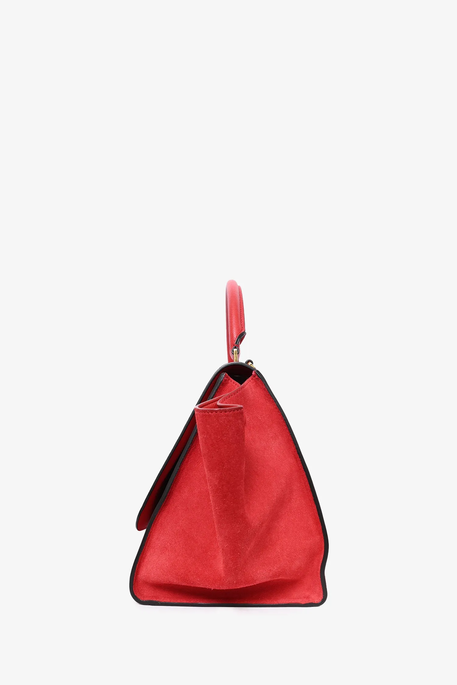 Celine 2013 Red Grained Leather/Suede Trapeze Top Handle with Strap