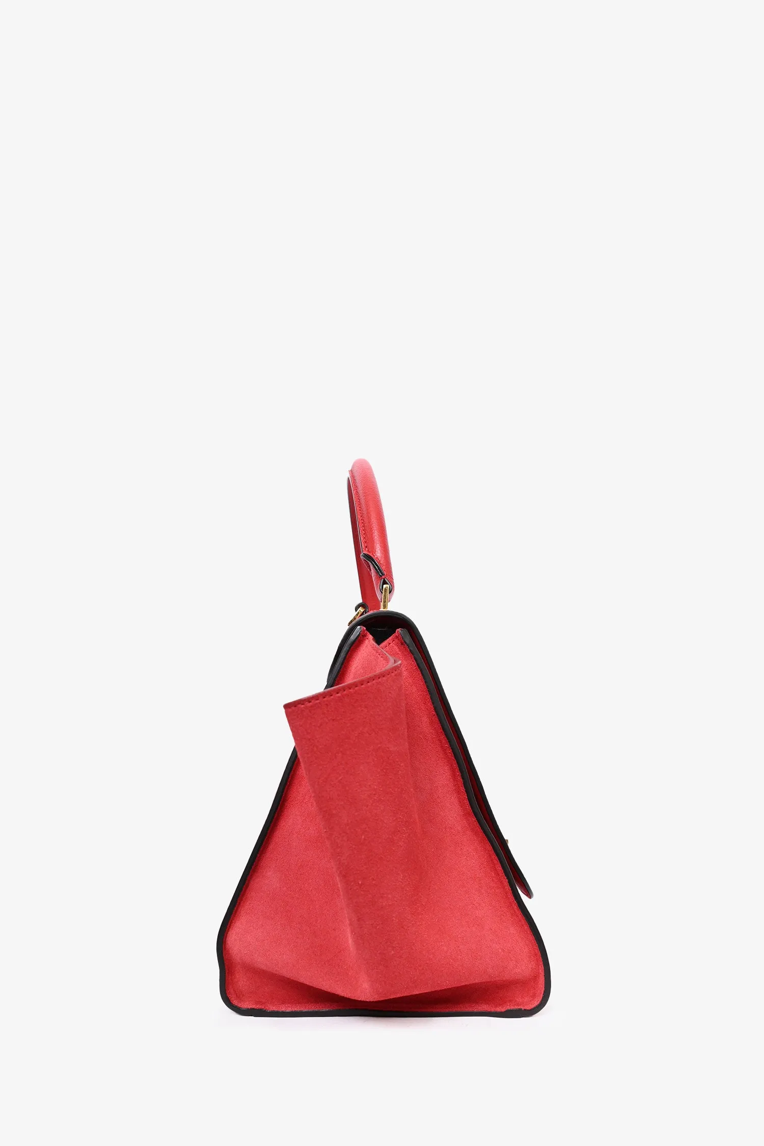 Celine 2013 Red Grained Leather/Suede Trapeze Top Handle with Strap