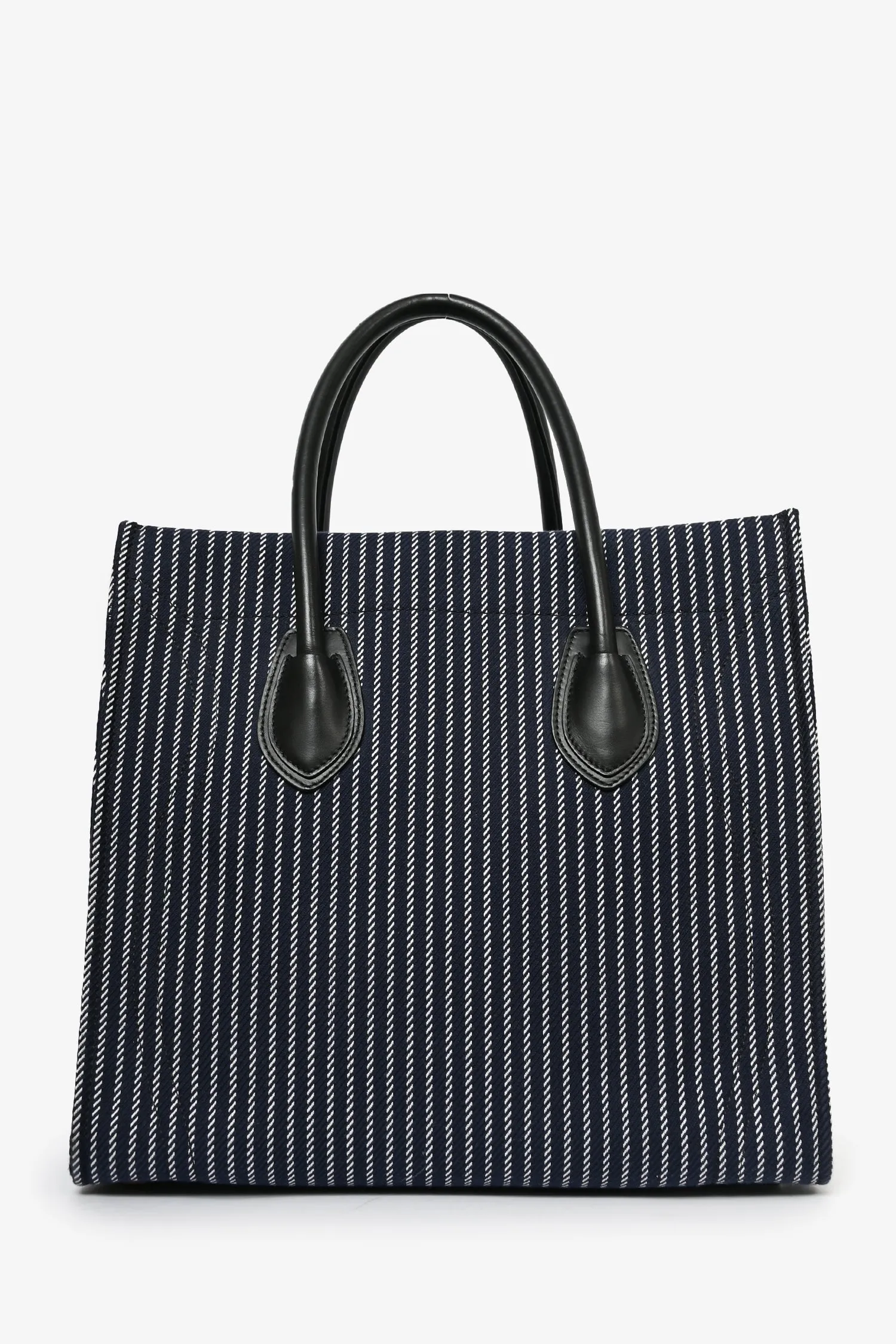 Celine 2015 Navy Blue Striped Canvas Phantom Cabas Tote