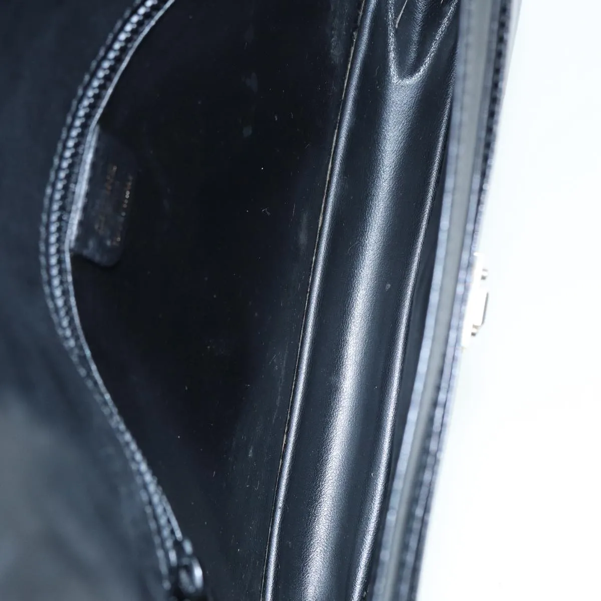 CELINE Clutch Bag Leather Black Gold Auth bs17759