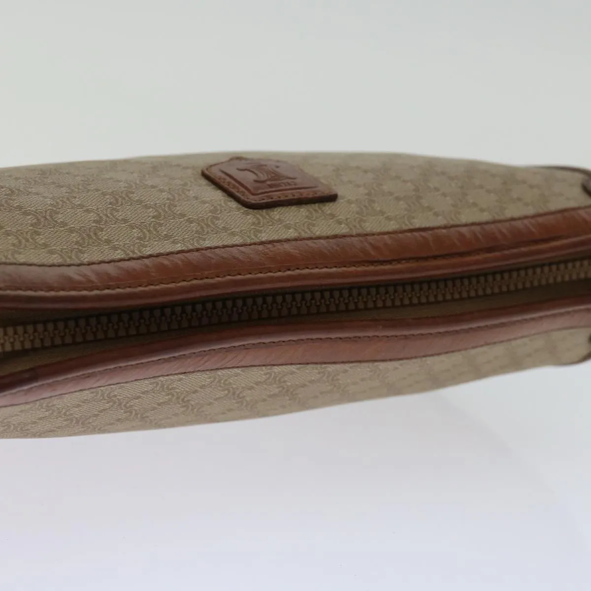 CELINE Macadam Canvas Clutch Bag Beige Auth 69684