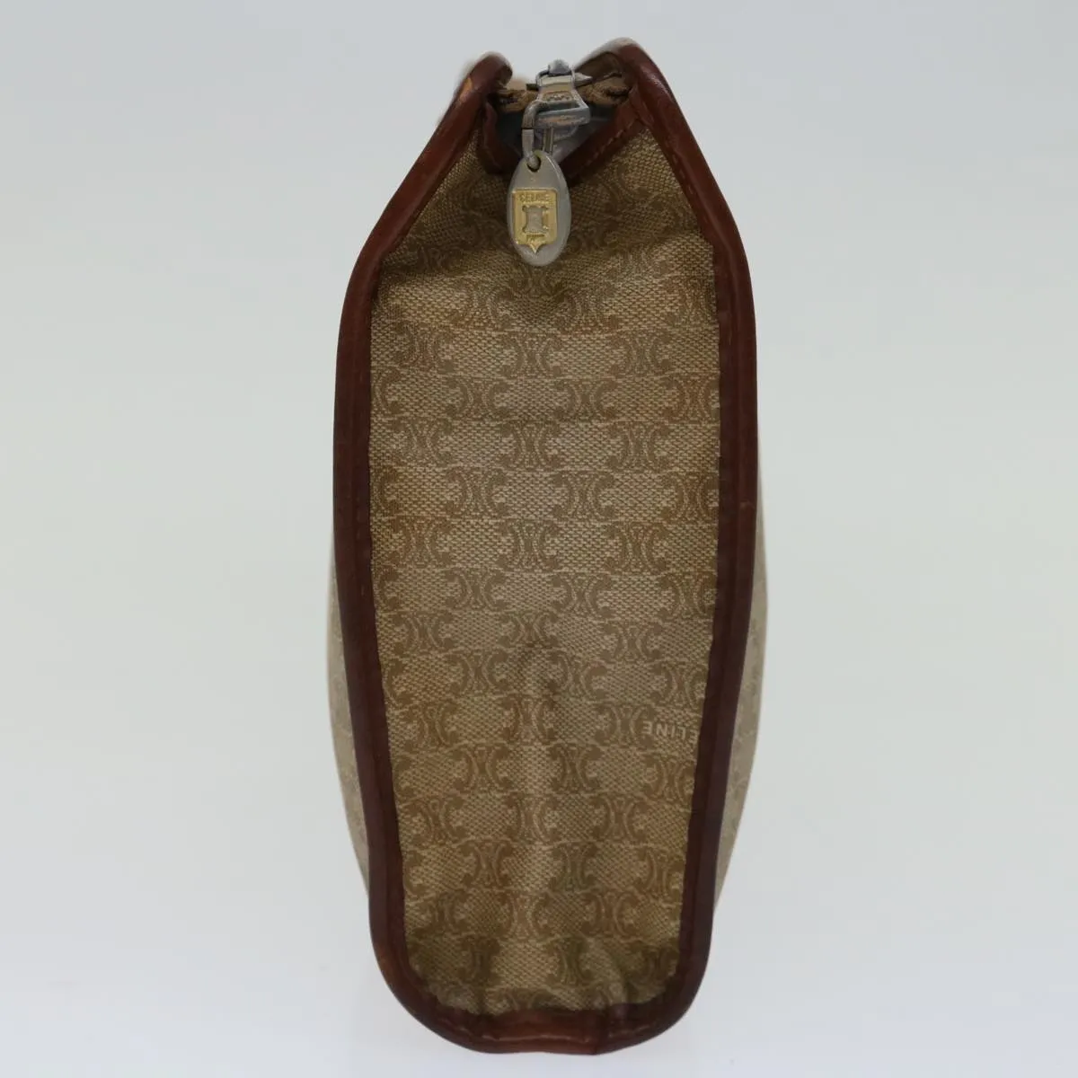 CELINE Macadam Canvas Clutch Bag Beige Auth 69684