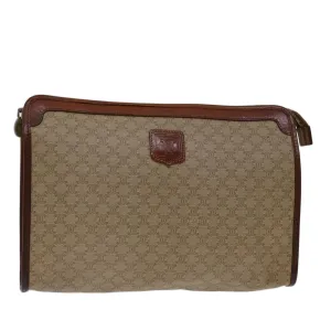 CELINE Macadam Canvas Clutch Bag Beige Auth 69684