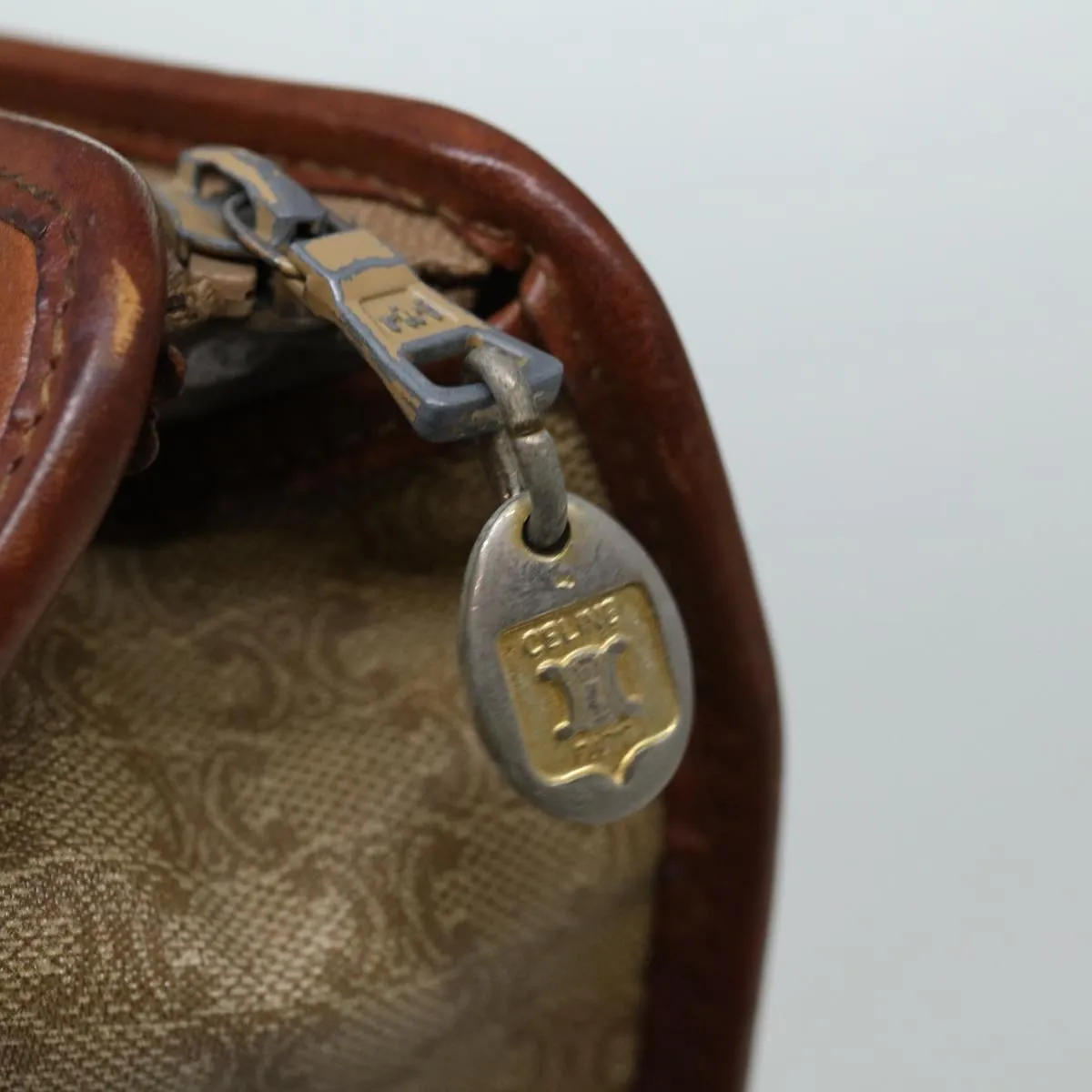 CELINE Macadam Canvas Clutch Bag Beige Auth 69684