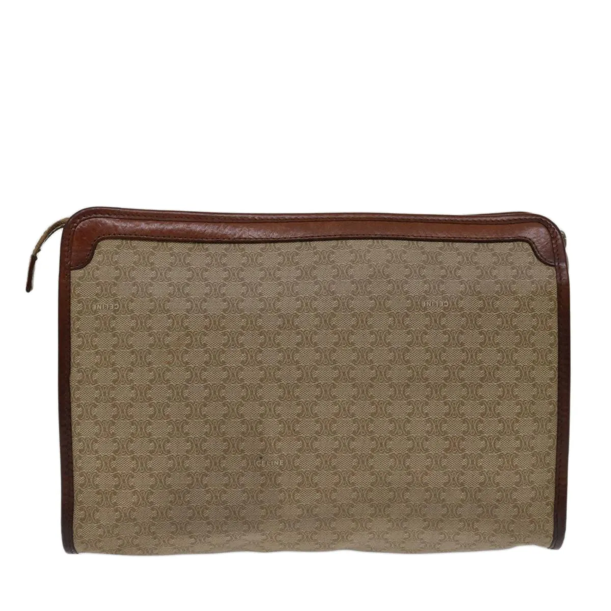 CELINE Macadam Canvas Clutch Bag Beige Auth 69684