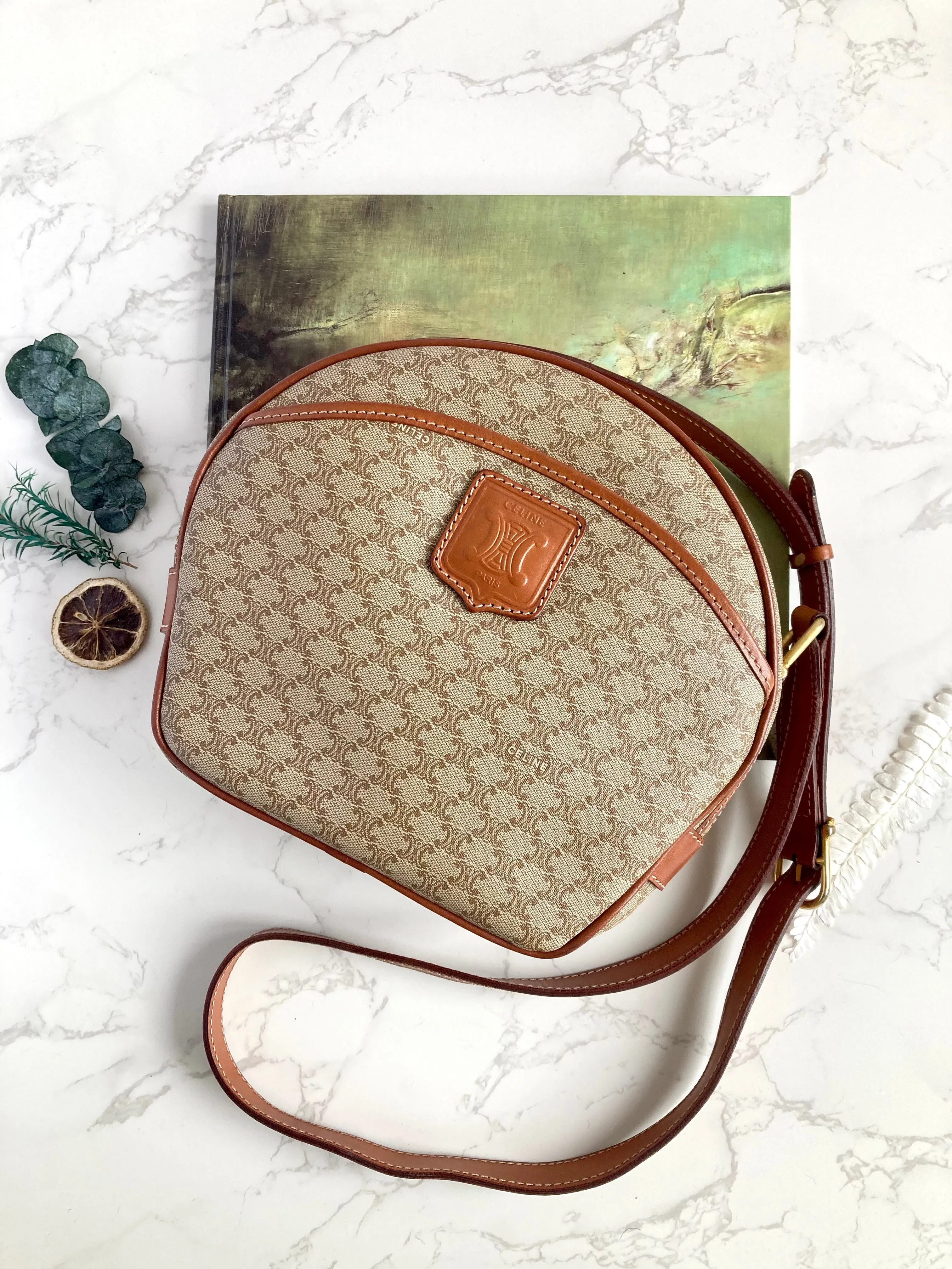 CELINE Monogram Shell shape Crossbody Bag