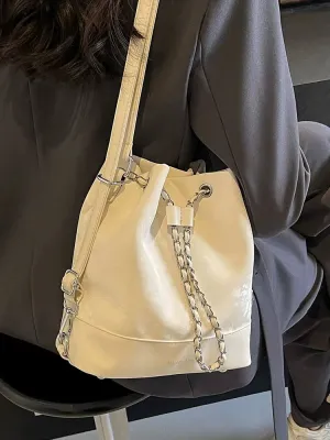 Chain Drawstring  Bucket Bag