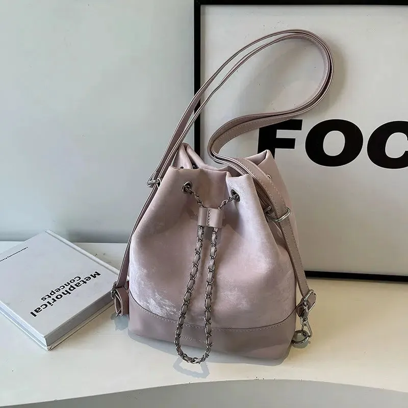 Chain Drawstring  Bucket Bag
