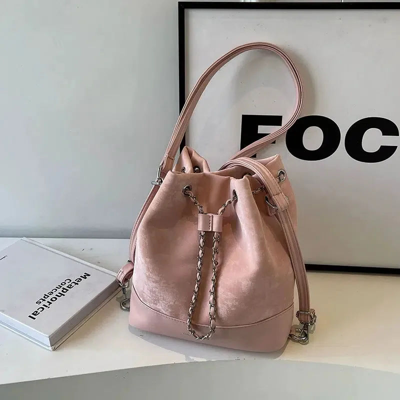 Chain Drawstring  Bucket Bag