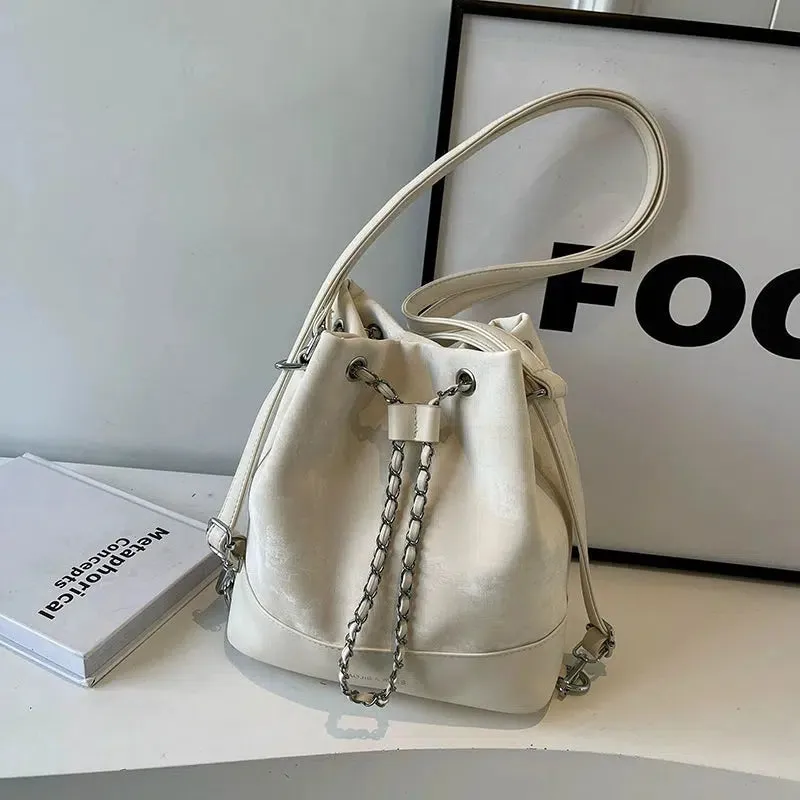 Chain Drawstring  Bucket Bag