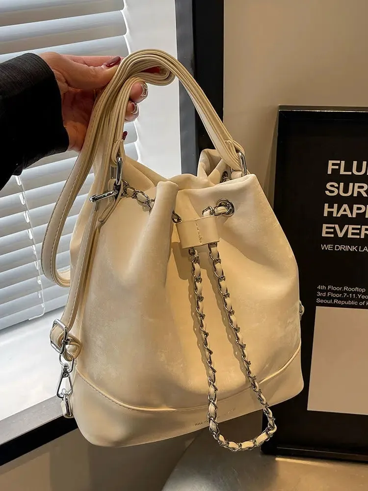 Chain Drawstring  Bucket Bag