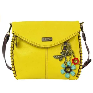 Chala Charming Crossbody Bag With Flap Top | Flap and Zipper Mustard Cross-Body Purse or Shoulder Handbag with Metal Chain