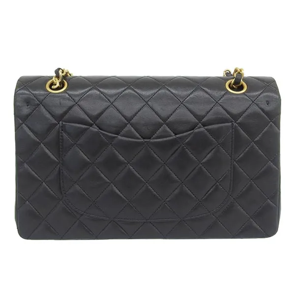 CHANEL Around 1990 Made Classic Flap Chain Bag 25Cm Black
