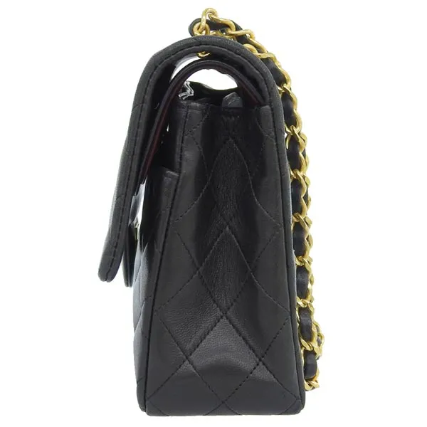 CHANEL Around 1990 Made Classic Flap Chain Bag 25Cm Black