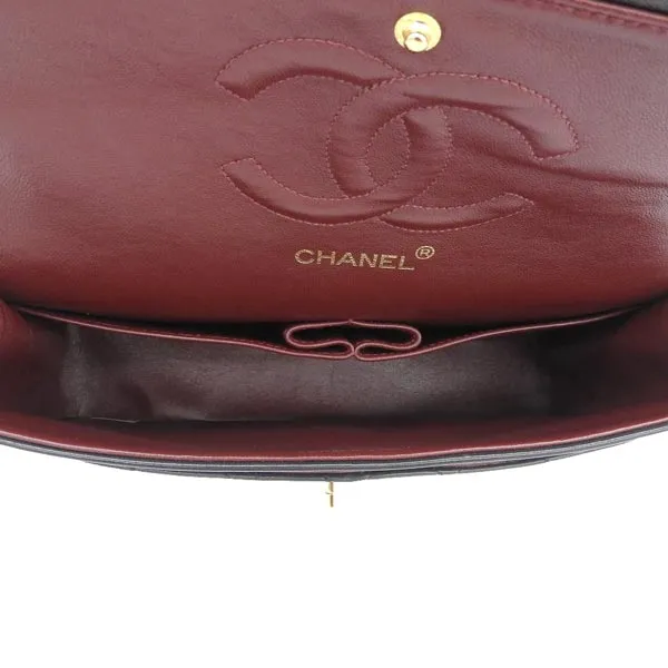 CHANEL Around 1990 Made Classic Flap Chain Bag 25Cm Black