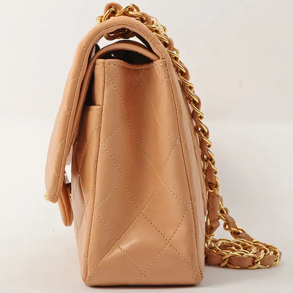 Chanel Around 1990 Made Classic Flap Chain Bag 25Cm Salmon Pink
