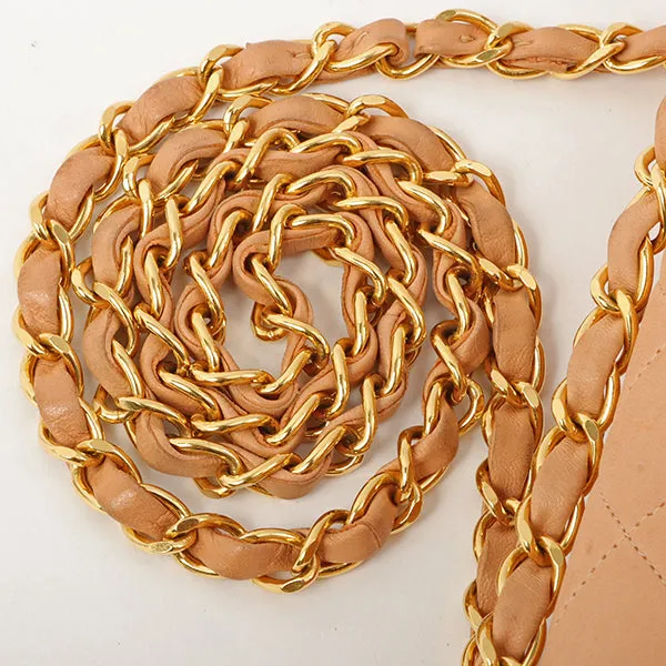 Chanel Around 1990 Made Classic Flap Chain Bag 25Cm Salmon Pink
