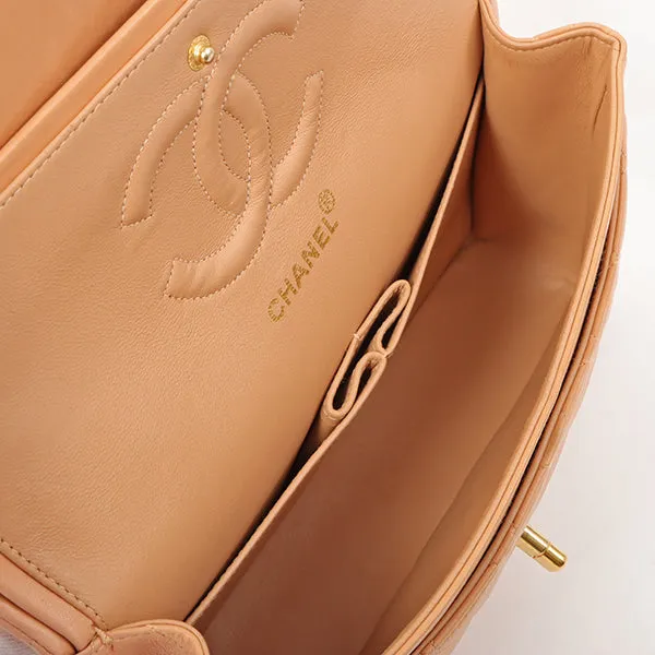 Chanel Around 1990 Made Classic Flap Chain Bag 25Cm Salmon Pink