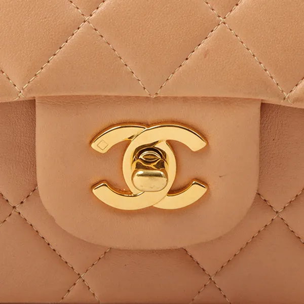 Chanel Around 1990 Made Classic Flap Chain Bag 25Cm Salmon Pink