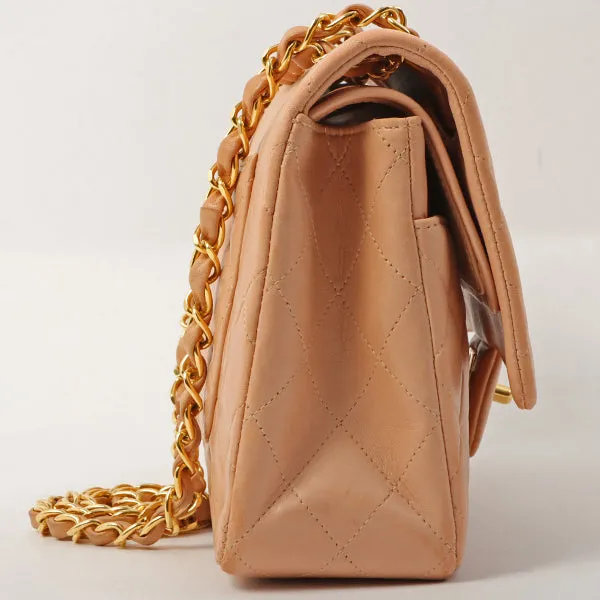 Chanel Around 1990 Made Classic Flap Chain Bag 25Cm Salmon Pink