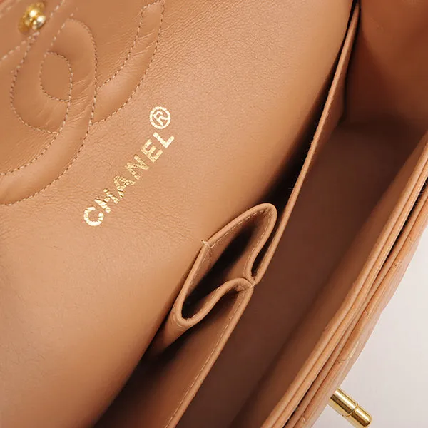 Chanel Around 1990 Made Classic Flap Chain Bag 25Cm Salmon Pink