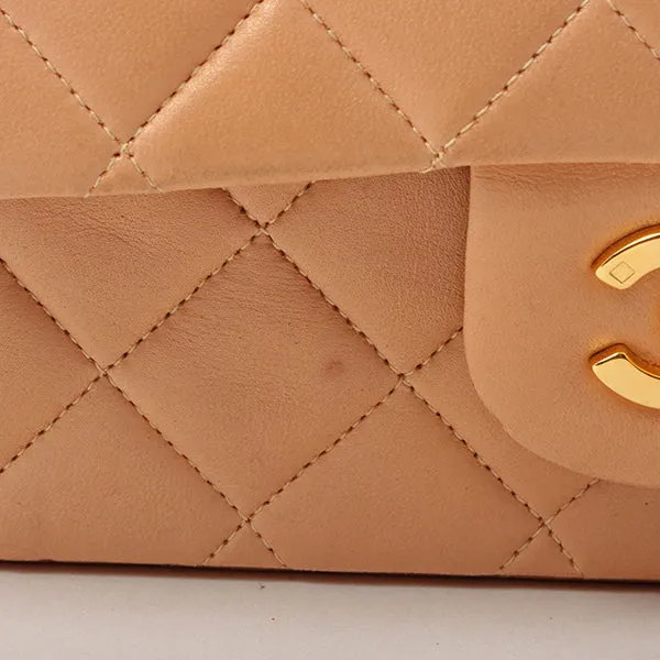 Chanel Around 1990 Made Classic Flap Chain Bag 25Cm Salmon Pink
