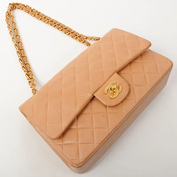 Chanel Around 1990 Made Classic Flap Chain Bag 25Cm Salmon Pink