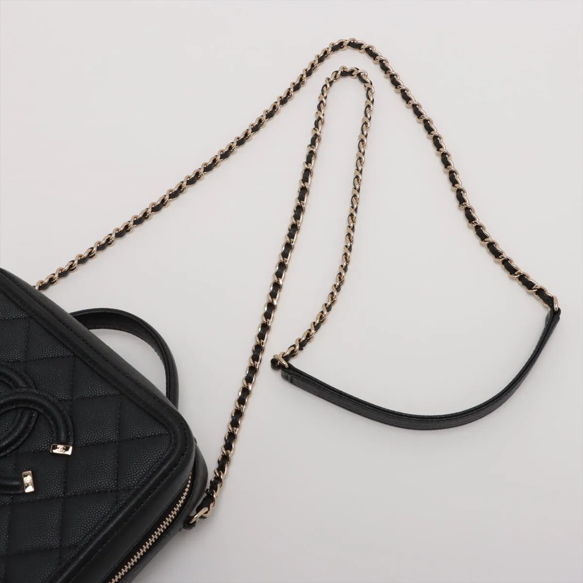 Chanel CC Filigree Caviar S 2WAY Shoulder Bag Black G  29th
