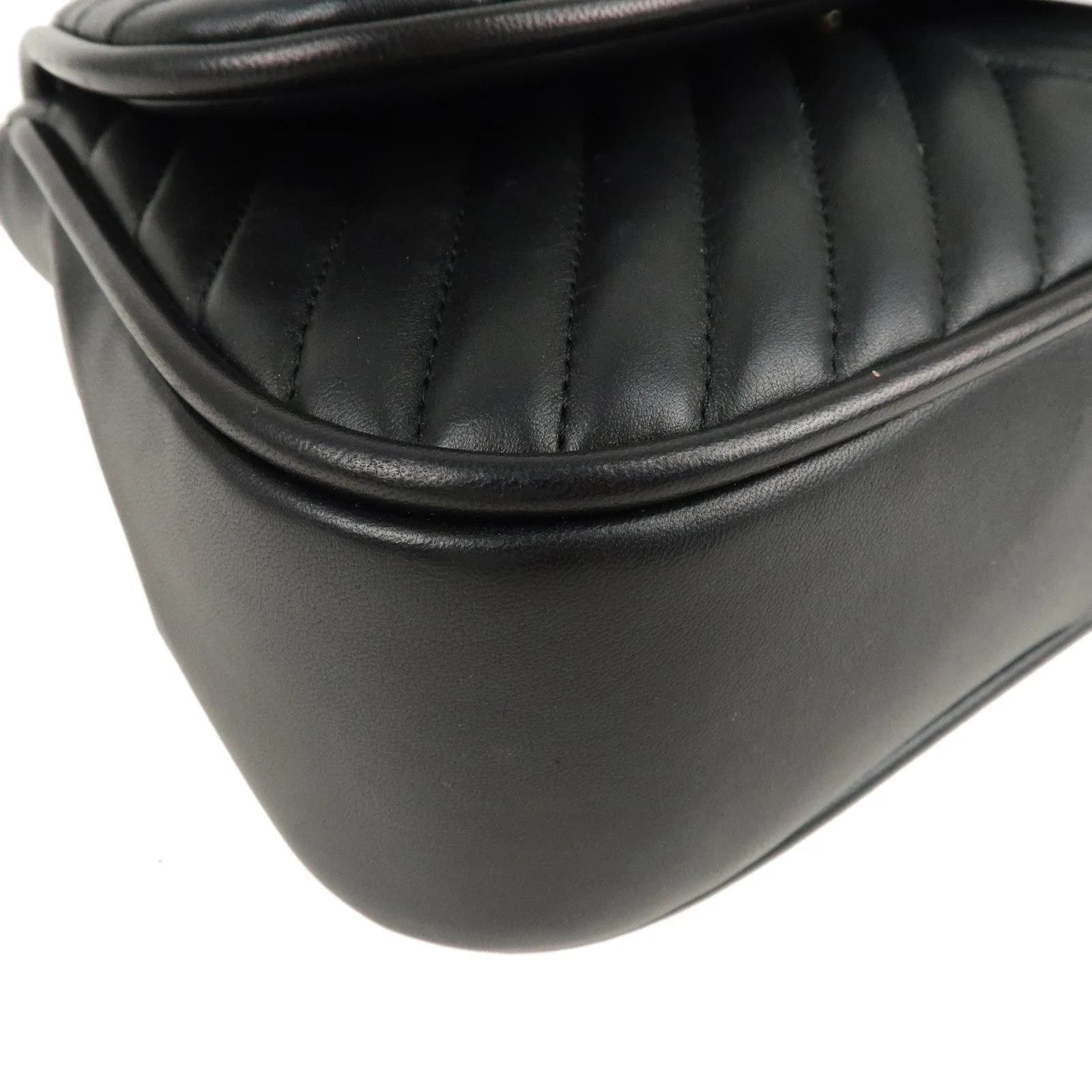CHANEL Chevron Lamb Skin 2WAY Chain Shoulder Bag Black A98792