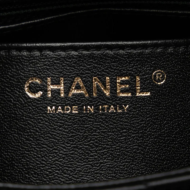 Chanel Coco V Stitch Top Handle  Chain Shoulder Bag Black Leather  CHANEL Middle] Vintage