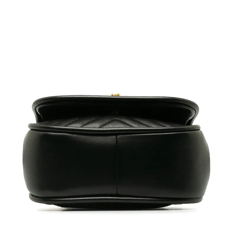 Chanel Coco V Stitch Top Handle  Chain Shoulder Bag Black Leather  CHANEL Middle] Vintage