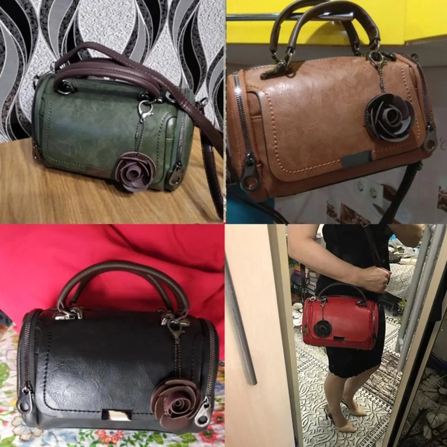 Chic Floral Elegance - Fashion Boston Handbag