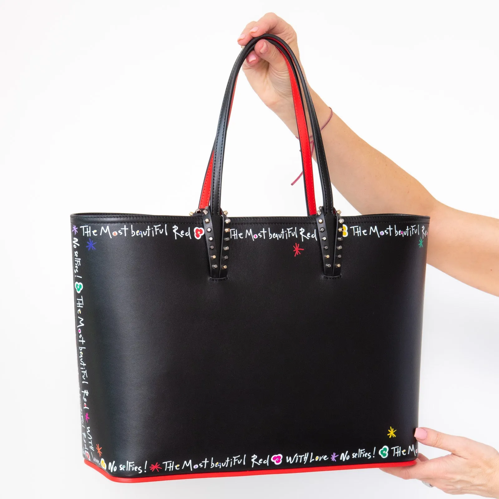 Christian Louboutin  Black Beautiful Red Cabata Tote Bag
