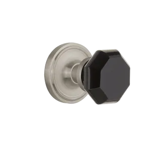 Classic Rosette with Black Waldorf Knob in Satin Nickel