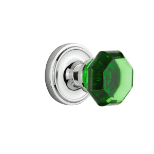Classic Rosette with Emerald Waldorf Knob in Bright Chrome