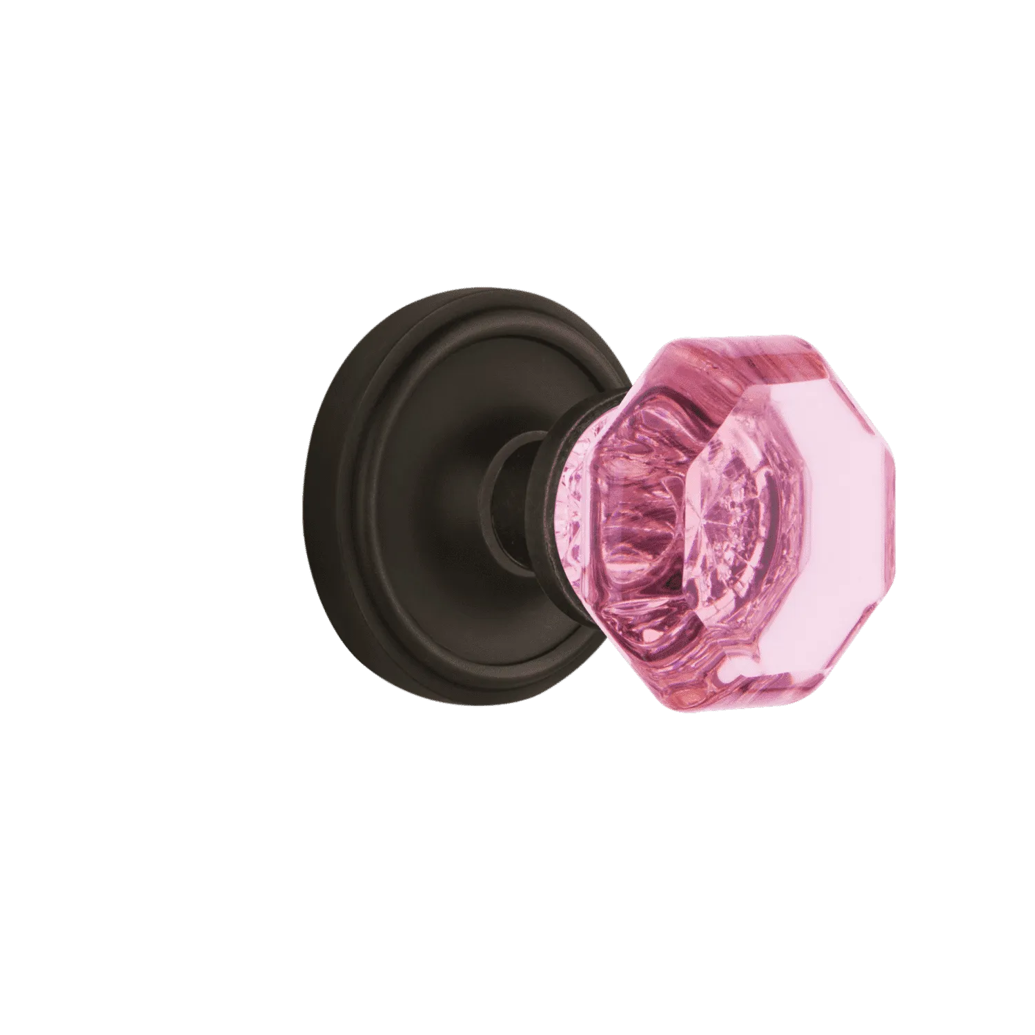 Classic Rosette with Pink Waldorf Knob in Oil-Rubbed Bronze