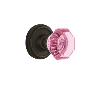 Classic Rosette with Pink Waldorf Knob in Oil-Rubbed Bronze