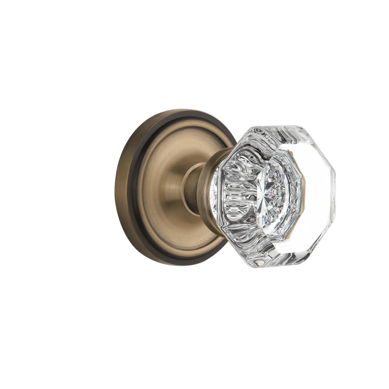 Classic Rosette with Waldorf Knob in Antique Brass
