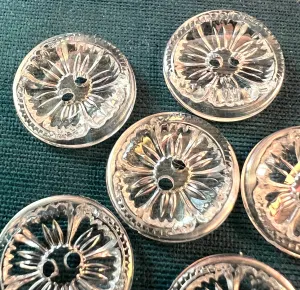 Clear Sparkly Vintage Flower 1.5cm Buttons - 6 or 24.