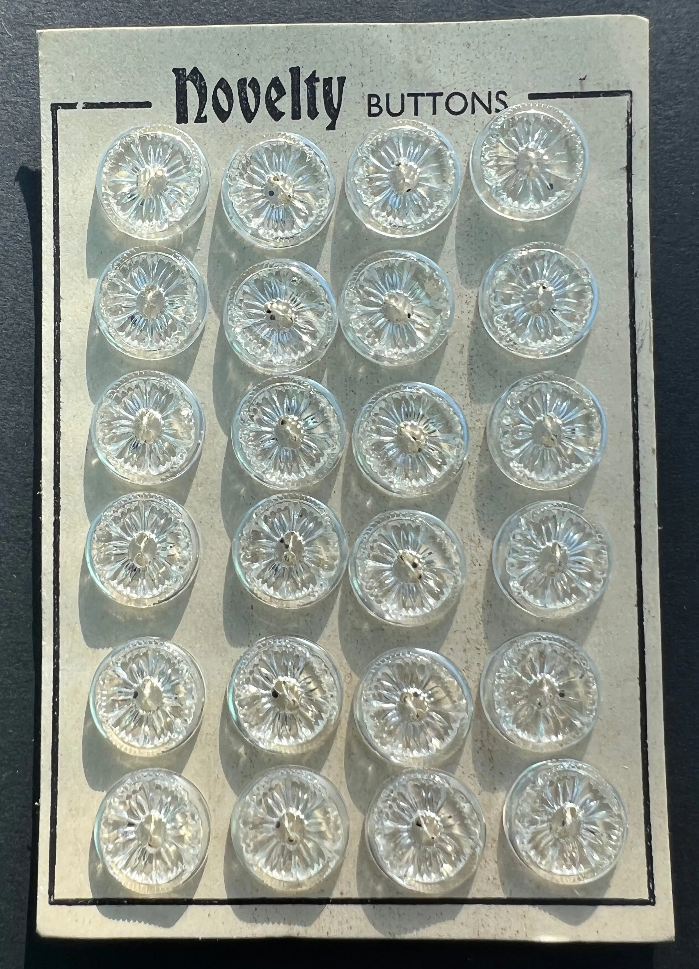 Clear Sparkly Vintage Flower 1.5cm Buttons - 6 or 24.