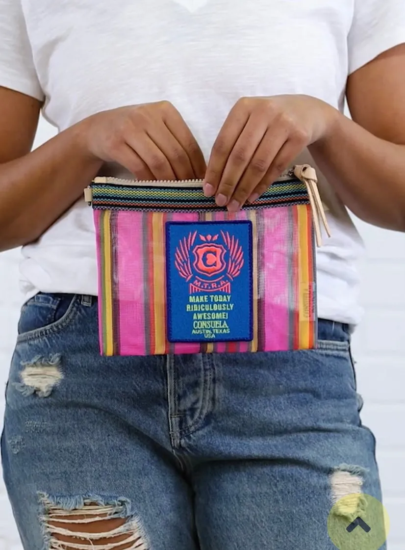 Consuela Lizzie Patch Mesh Mini Slim Zip Pouch 2457
