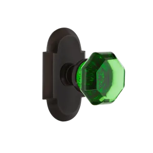 Cottage Short Plate with Emerald Waldorf Knob in Timeless Bronze