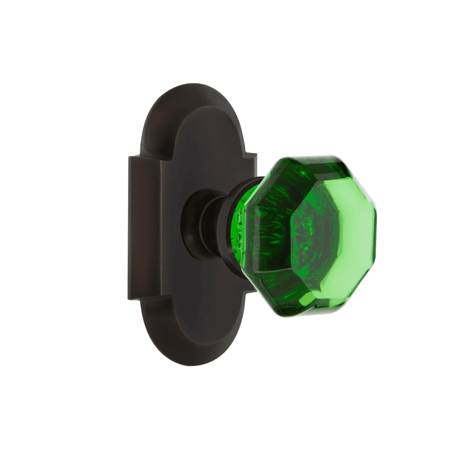 Cottage Short Plate with Emerald Waldorf Knob in Timeless Bronze