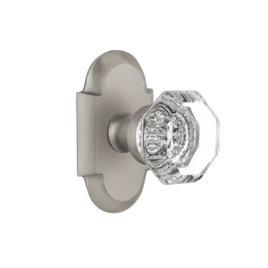 Cottage Short Plate with Waldorf Knob in Satin Nickel